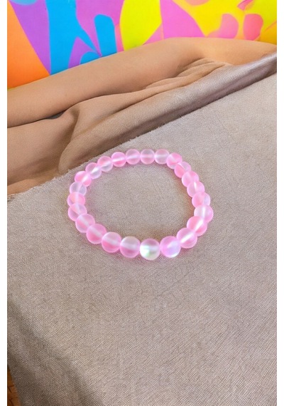 Pembe Termal Kuvars Taşı Bileklik Orijinal Gerçek Doğal Taş Renkli Bileklik Pembe Pembe
