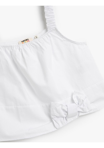 Koton Crop Bluz Askılı Fiyonk Detaylı Pamuklu Beyaz 3skg60009aw 3SKG60009AW000 Beyaz