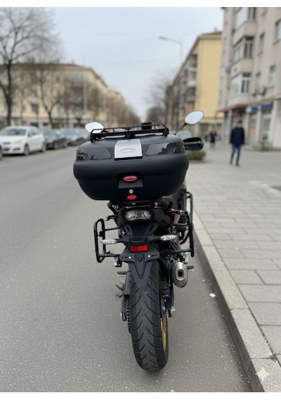 Motosiklet Arka Çanta Sl-45 Litre Sırt Dayama Ve Üst Bagaj Full Set Siyah Reflektör Siyah