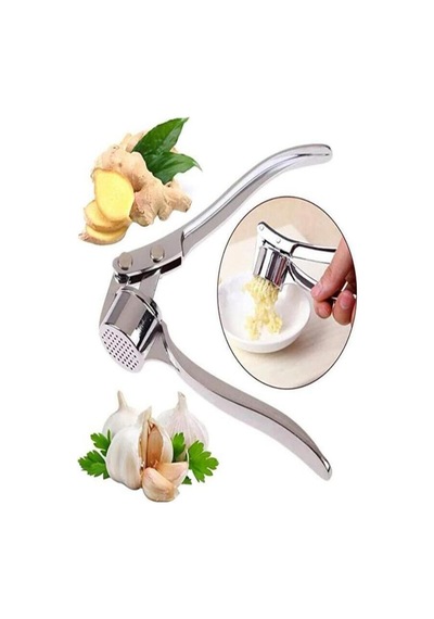 Paslanmaz Çelik Sarımsak Ve Zencefil Ezici Ergonomik Tasarım, Pratik Mutfak Gereci Gri