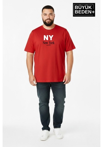Superlife Erkek Büyük Beden Ny New York Baskılı 3xl-6xl Bisiklet Yaka Tshırt Spr26bts510-15 Kırmızı Superlife Erkek Büyük Beden Ny New York Baskılı 3xl-6xl Bisiklet Yaka Tshırt Spr26bts510-15 Kırmızı