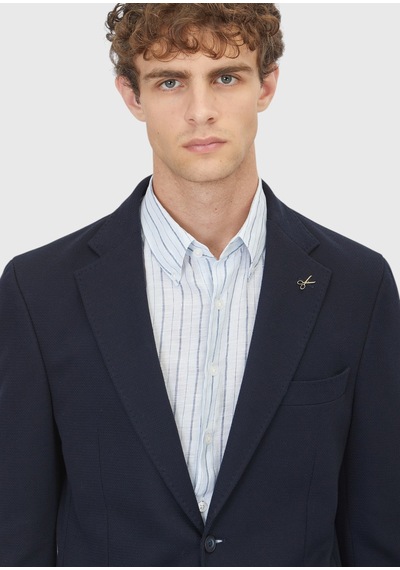Ramsey Lacivert Shirt Shoulder Slim Fit %100 Pamuk Örme Ceket