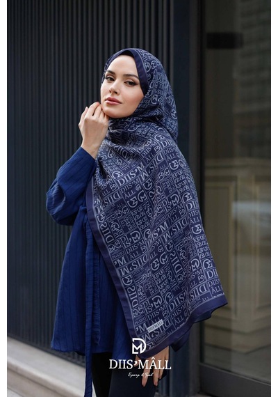 Mimiyum Desenli Özel Premium Soft Şal Lacivert