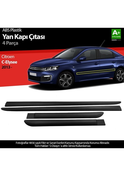 S-dizayn Citroen C-elysee Abs Plastik Yan Kapı Koruma Çıtası 2013 Üzeri A+ Kalite