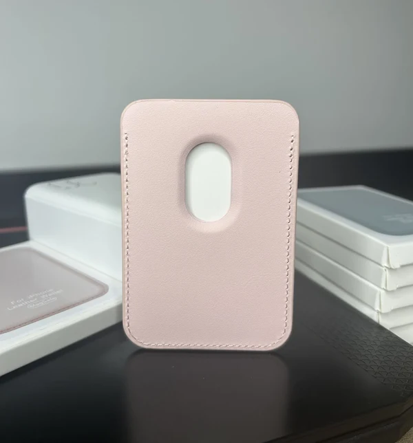 Magsafe Deri Cüzdan Kartlık Tüm Modellerle Uyumlu - Bordo Kum Pembe