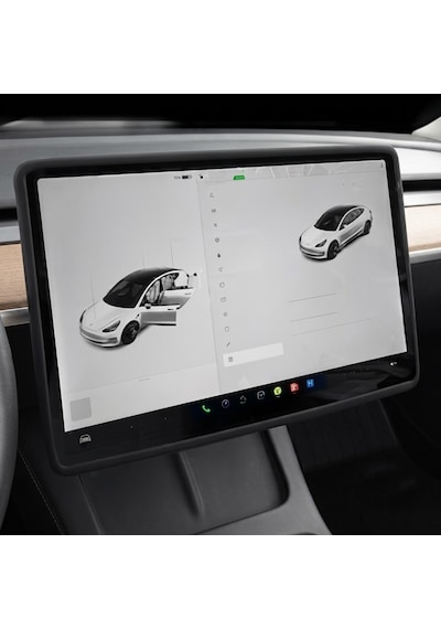 Tesla Model Y Standart Ve Juniper Uyumlu Multimedya Ön Ekran Kenar Koruyucu Silikon Çerçeve Trim 1 Adet Siyah
