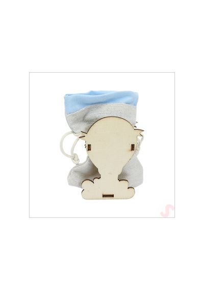 Ahşap Standlı 10cm X 8cm Kese, Mavi Uçan Balon - 1 Adet Renkli Çok Renkli