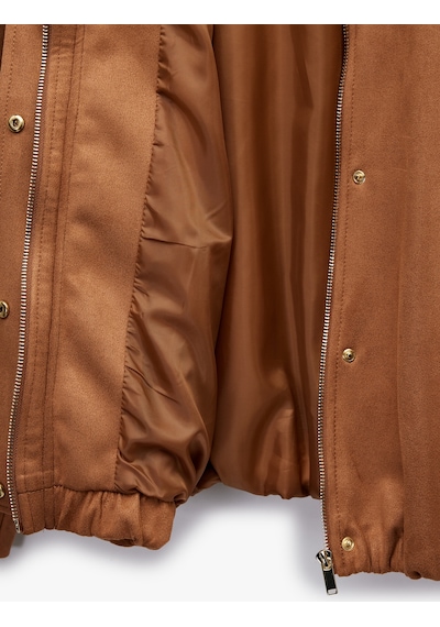 Koton Uzun Kollu Cepli Suni Süet Oversize Bomber Ceket Deve Tüyü 6wak20419ew Taba