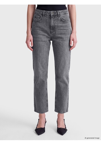 Lcw Jeans Gri Crop Flare Kadın Jean Pantolon