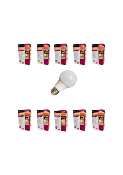 Ledvalue 8.5w E27 Led Ampul 2700k Sıcak Sarı Işık, 806 Lümen, 60w Eşdeğer Enerji Tasarruflu Ampul 10'lu P Diğer