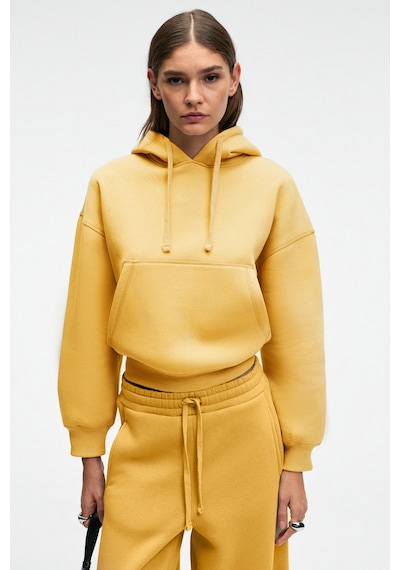 Grimelange Selene Kadın Kapüşonlu Kangru Cepli Regular Fit Sarı Sweatshirt Sarı