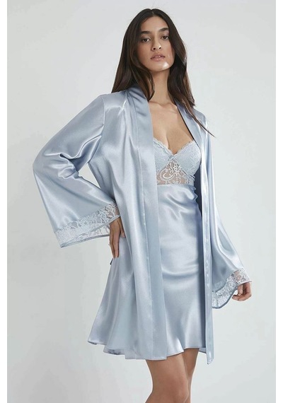 Pierre Cardin Midi Dantel Sabahlık Gecelik Set 4090 Mist 001