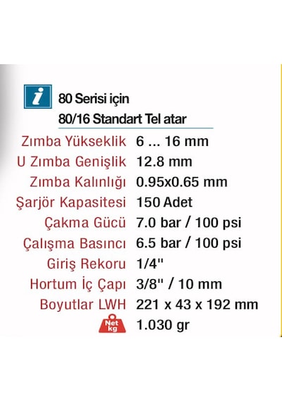 Meite 8016 Ln Uzu Burun Zımba Tabancası