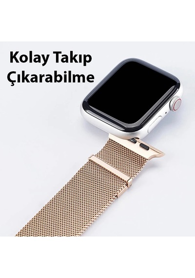 Dux Ducis Apple Watch Uyumlu 42/44/45mm İçin Milanese Premium Milano Loop Kayış Kordon- 5775