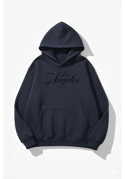 Uyguntarz Unisex Yumuşak Dokulu San Francisco Since 1974 Baskılı Tasarım Oversize 3 İplik Hoodie Sweatshirt Indigo