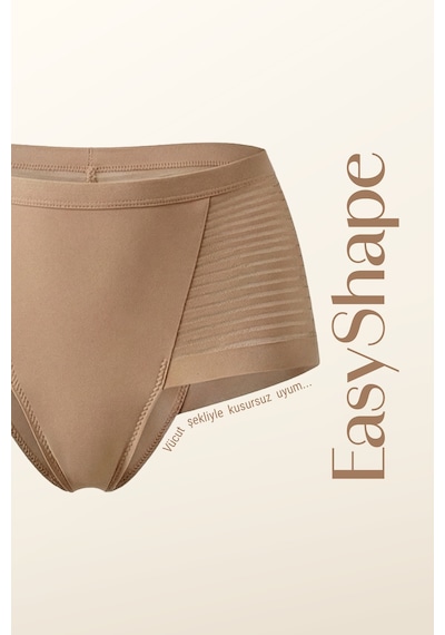 Auw İz Yapmayan Yüksekbel Brazilian Mikro Tüllü Kadın Külot - Easyshape Bej