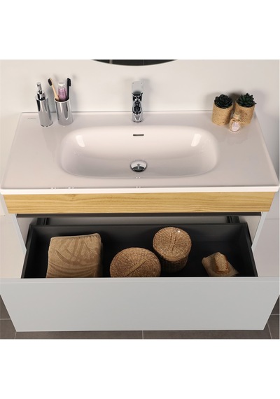 Kobos Harmony 100 Cm Banyo Dolabı Seti Bianco + Meguro Beyaz Kobos Harmony 100 Cm Banyo Dolabı Seti Bianco + Meguro Beyaz