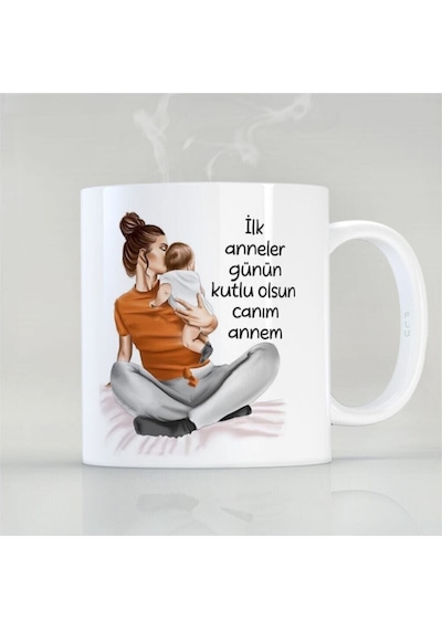 Yeni Anne Ilk Anneler Günü Anneye Hediye Özel Kupa Bardak Beyaz