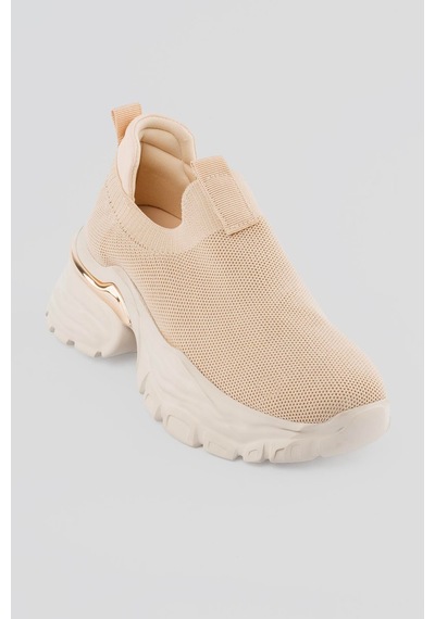 Mubiano Kadın Sneaker Kalın Taban Slip On Spor Ayakkabı Aurex Bej Bej