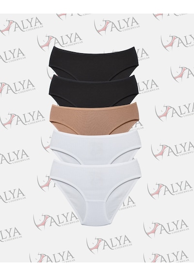 Alya Underwear Kadın Pamuklu Hipster - Slip Külot 5 Farklı Renk 1 Pakette Multicolor-fp01
