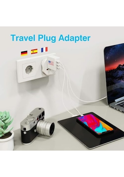 Infomax Evrensel Seyahat Priz Adaptörü 2300w Universal Fiş Dönüştürücü Eu Avrupa Priz Adaptörü Abd İngiltere Avustralya Çin Japonya  10a Beyaz