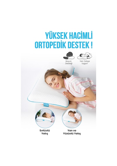 Viscofoam Xl Büyük Lüks Boyun Destekli Ortopedik Yastık Visco Yastık - 70x40x12cm