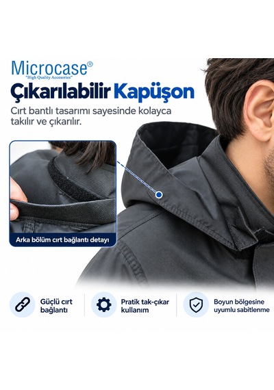 Microcase Motosiklet Kapüşonlu Kışlık Boyunluk Ve Göğüs Koruyucu Rüzgar Kesici Su İtici Cırtlı Sürücü Göğüs Koruyucu Al7038 0