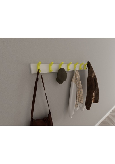 Hepsi3boyutlu Modern Duvar & Kapı Kanca Askılık - 7 Adet Sarı Kanca Askılık - Model No : 2 Sarı