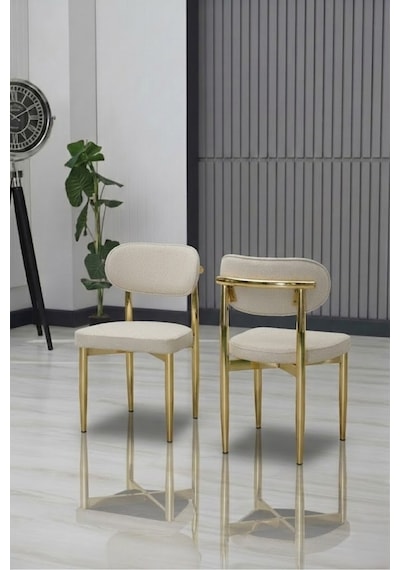 Polo Sandalye Gold Ayak 6 Adet Krem Krem