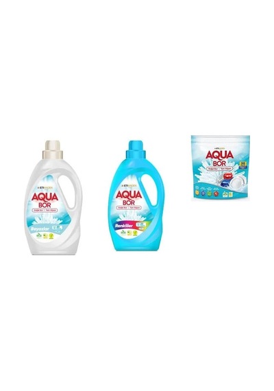 Aquabor Doğal Mineralli Sıvı Beyaz + Sıvı Renkliler + Tablet 3 Lü Set