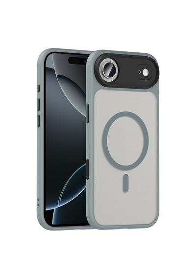 Zore Apple iPhone Uyumlu 17 Air Kılıf Mat Arka Yüzey Wireless Şarj Özellikli Zore Flet M-safe Kapak - Gri