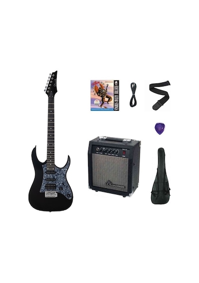 Strauss Esh-22 Bk Elektro Gitar Hss - Siyah Set Anfi-softcase-askı-tel-kablo-pena
