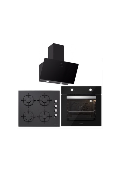 Silverline BO6501B01 - CS5335B01 - 3457 Soho 60 Siyah Cam Ankastre Set
