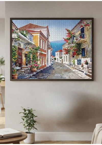 Sahil Sokak Ve Limana Karşı İkili Set - 1000 + 500 Parça İkili Puzzle Seti