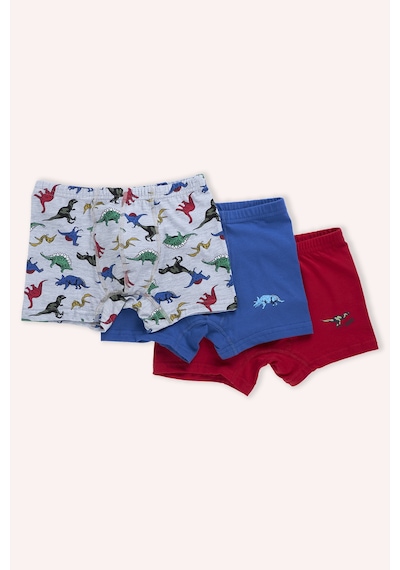 Panço Erkek Çocuk Dinozor Desenli 3'lü Boxer Renkli