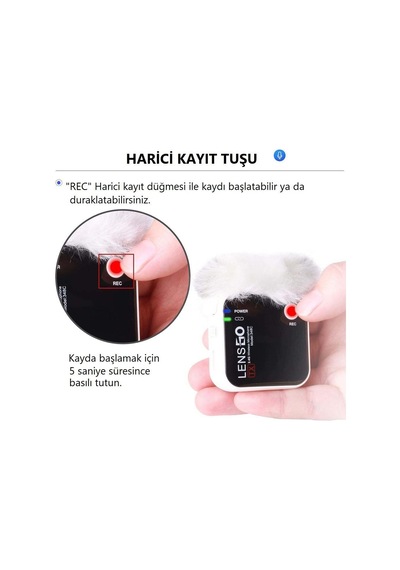 Lensgo 348C Beyaz 1V1 Kablosuz Tekli Mikrofon Seti