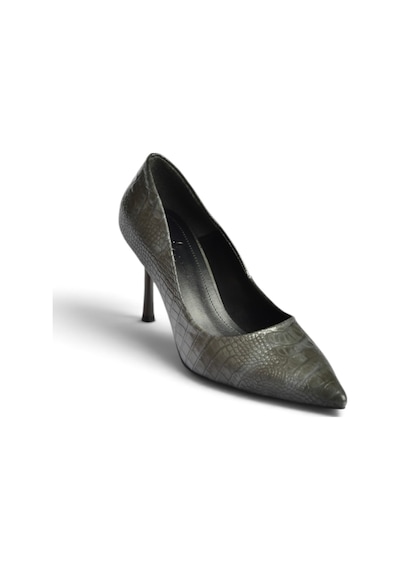 Fox Shoes Z676050011 Gri Kroko Baskılı İnce Topuklu Kadın Stiletto Ayakkabı