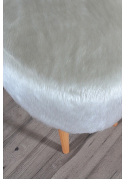 Valente Oval Puf Beyaz Peluş Beyaz Peluş