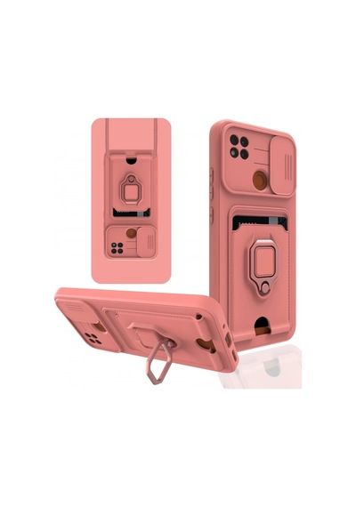 Xiaomi Redmi 9c Uyumlu Kılıf Zuma Kartvizitli Yüzüklü Silikon - Pembe