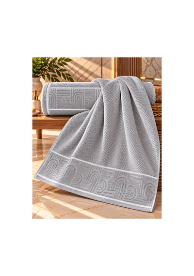 Jakarlı Büyük Boy Banyo Havlusu Premium Sıkı Dokuma %100 Organik Pamuk 90x150 Cm Gri - 945284492 Gri