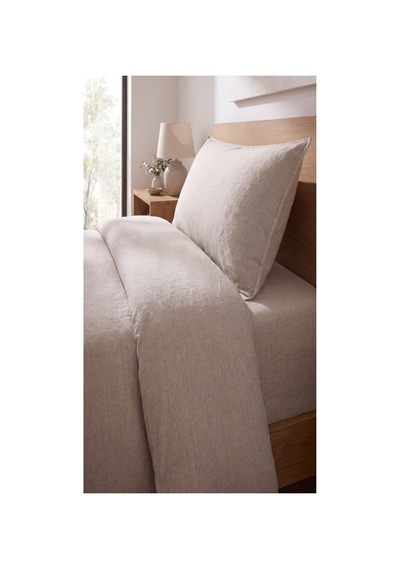 %100 Pamuk Keten Tek Kişilik Nevresim Takımı Lastikli Çarşaflı 160x200 Cm Taş - 904795714 Taş