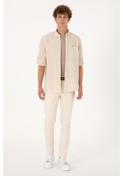 U.S. Polo Assn. Erkek Krem Comfort Fit Cepli Gömlek 50306383-VR071