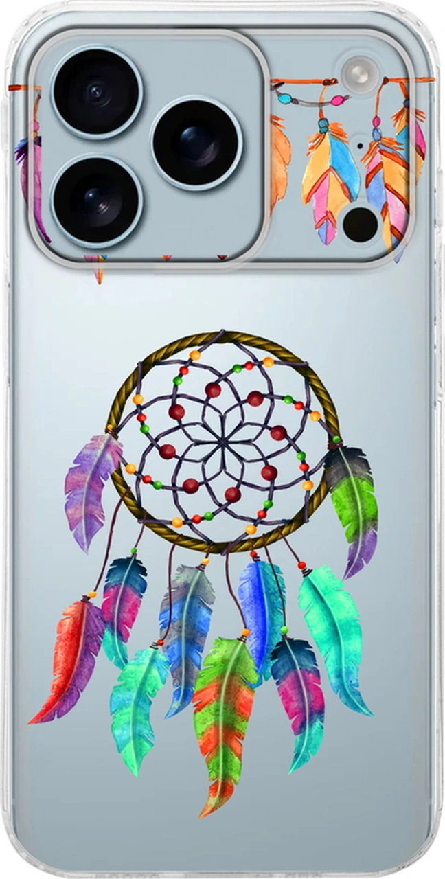 Apple Uyumlu iPhone17 Pro Max İle Kamera Çevresi Açık Nazar 7 Baskılı Şeffaf Kılıf