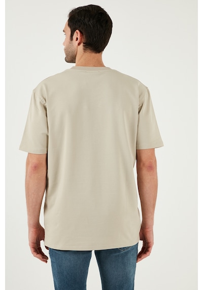 Buratti Pamuklu Bisiklet Yaka Relaxed Fit Basic Erkek T Shirt 5902610 Açık Taş