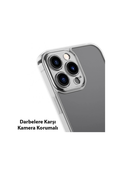 Baseus Frosted Glass Apple iPhone Uyumlu 13 Pro 6.1inch Shockproof Koruyucu - Kılıf- 5775 Şeffaf