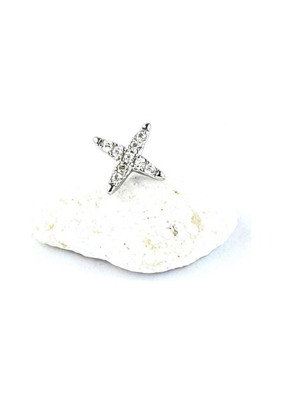 Zirkon Taş Detaylı Yıldız Figürlü 925ayar Gümüş Tragus Helix Kikirdak Piercing Gümüş