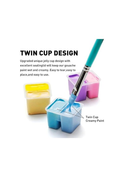 Hımı Twin Cup Gouache Set Guaj Boya Seti 112 Renk X 12 Gr. Ice Blue Case Karışık Renk