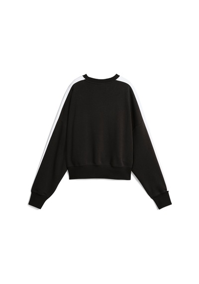 Puma T7 Over Oversized Crew Kadın Siyah Yuvarlak Yaka Sweatshirt Siyah