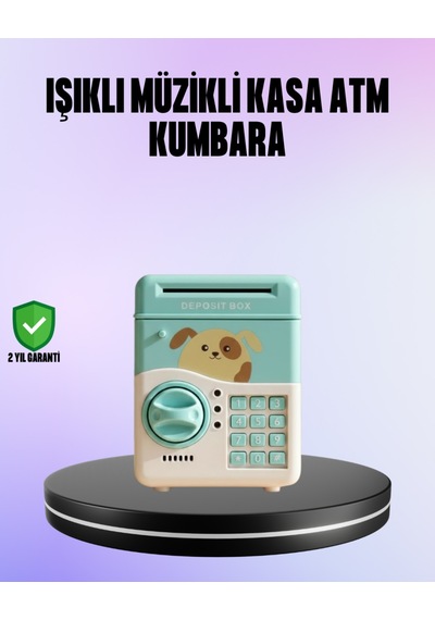 Su Yeşili Elektronik Şifreli Atm Tasarımlı Para Biriktirme Kumbarası