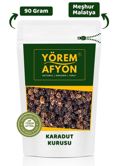 Yörem Afyon Malatya Yöresinin Efsanesi Katkısız Dal Kurusu Mor Karadut Kurusu, Şahdut Morus Nigra 90gr. 90 G